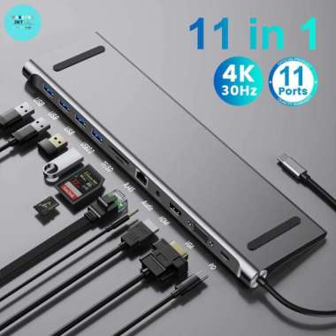 USB Hub Type C Adapter 11 in 1 HDMI 1080P AUX Card Reader