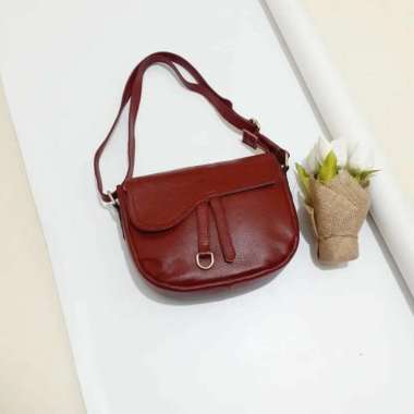Bossindo tas selempang wanita kulit asli - tas kulit wanita garut kulit asli Merah