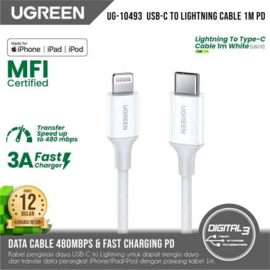 Ugreen US171 Kabel USB Type C to lightning Data Cable Iphone MFI PD 1M