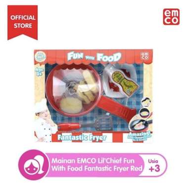 mainan EMCO Emco Lil' Chefz Fun With Food Fantastic Fryer - Black Red