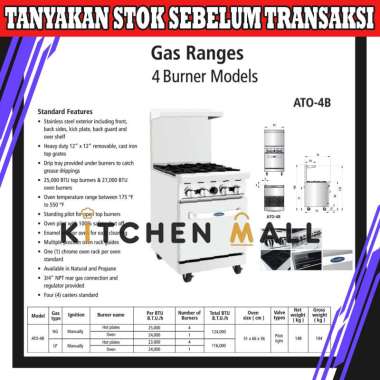 COOKRITE ATO 4B Gas Open Burner Kompor Komersial 4 Burner With Oven SURABAYA
