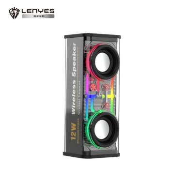 Lenyes S220 12W Speaker Bluetooth Mini Transparan Spiker Wireles With RGB Light TWS Portable High So