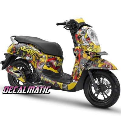 Stiker Full Body + Decal Dashboard Honda Scoopy 2012-2023 Pikachu 2012-2016 Kuning