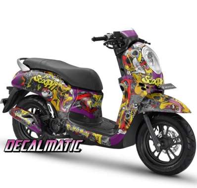 Stiker Full Body + Decal Dashboard Honda Scoopy 2012-2023 Pikachu 2012-2016 Ungu