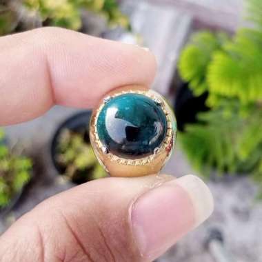 Cincin Batu Natural Bacan Doko Gulau / Chrysocolla Top Crystal