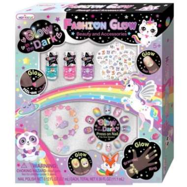 mainan kreatif diy kutek nail art anak glow in the dark fashion plaid