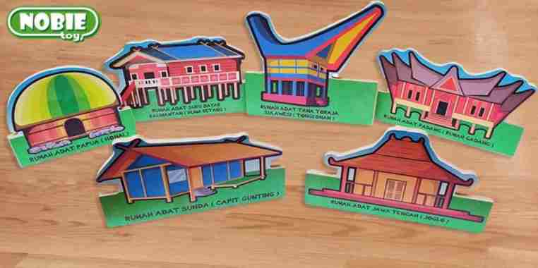 nobie mainan kayu edukasi maket rumah adat
