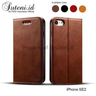 SUTENI Leather Flip Cover iPhone SE2 / SE 2 - Casing Kulit Case Wallet Merah