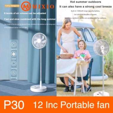 MIXIO - P30 Kipas Angin Lipat / Portable Folding Fan with Remote Control (JUMBO SIZE)
