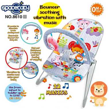 SPACEBABY BOUNCER SB 8610 KURSI SANTAI BAYI BISA AYUN KURSI UNTUK BAYI BERSANTAI SB 8610 Abu