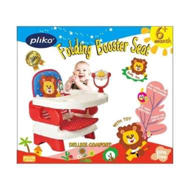 Pliko Folding Booster Seat Deluxe Comfort 6m+ - Kursi Makan Bayi Red Lion