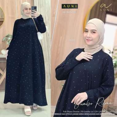 Jumbo Risma Maxi dress wanita gamis muslim diana denim premium Multivariasi Multicolor