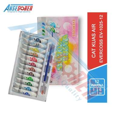 Aksesoren Cat Warna Kuas Air Evercoss 12 Warna [EV-1025-12] / Water Colors / Peralatan Melukis Mengg
