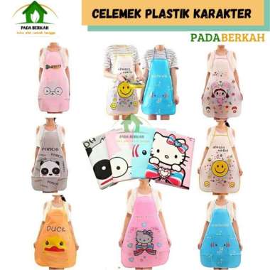 Celemek Plastik Masak Karakter Apron Celemek PVC Dapur Anti Minyak Air Panda