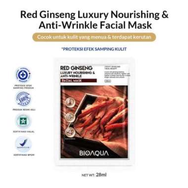 BIOAQUA Masker Wajah Cereal Sheet Mask & Biji Buah Face Mask Masker Muka Glowing Masker Organik Red 