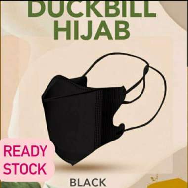 MASKER DUCKBILL HIJAB HITAM PUTIH DEWASA ALKINDO 3PLY EARLOOP MEDIS ORIGINAL KEMENKES FACE MASK ECER