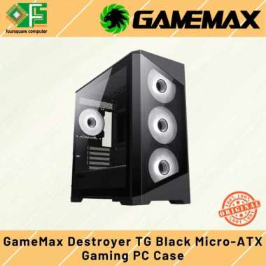 Casing PC Gamemax Destroyer TG Black Case M-ATX Gaming + 4x Fan RGB