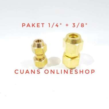 Paket Double Nepel 1/4" Dan 3/8" Sambungan Pipa AC Tanpa Las