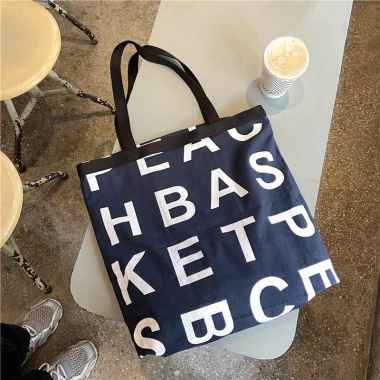 Verish TC-130 tas canvas bahu besar shoulder bag kotak motif huruf tulisan high quality import korea