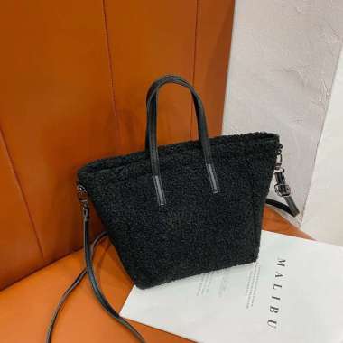 Verish TB-68 tas wanita bulu tebal shoulder bag bahu selempang winter besar import korea jepang HITA