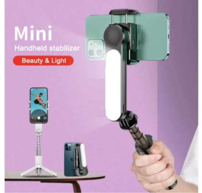 Gimbal Stabilizer HP Q09 Selfie Stick Tripod Shooter Lampu Smartphone - Hitam TERBAIK Multicolor
