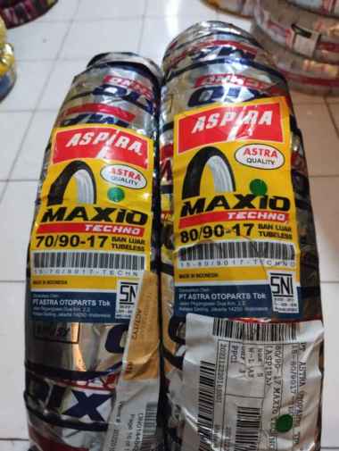 Paketan Ban ASPIRA 70/90-17 & 80/90-17 MAXIO TECHNO SUPRA, VEGA, JUPITER Z, SMASH, BLADE TUBELESS