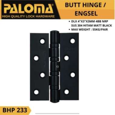 PALOMA BHP 233 ENGSEL PINTU 4 INCH 3MM ENGSEL JENDELA MATTE BLACK SSS