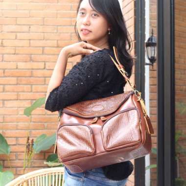 NEW !!! TAS WANITA KULIT SAPI ASLI MODEL AMANDA KULIT SAPI PULL UP MIX CROCO MAROON CROCO HAVANA