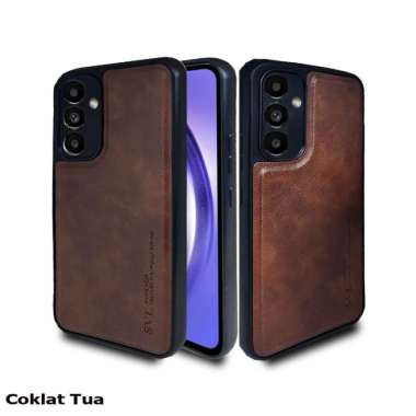 Casing Samsung A34 5G Case Samsung A34 5G Softcase Leather Premium SM A34 5G Coklat