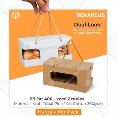 Box Toples Tabung Jar 300 - 400ml Packaging Kemasan Dus Hampers | PB Duo Small Jar 400 Brown