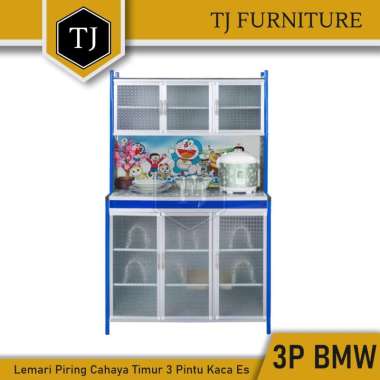 Cahaya Timur Rak Piring / Kitchen Locker / Lemari Dapur 3 Pintu Kaca Es - 3P BMW Kaca Es Knockdown D