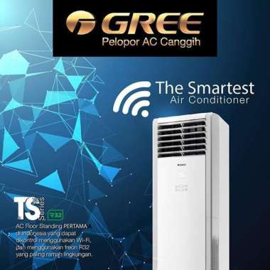Gree AC Floor Standing Berdiri Deluxe TS Series Standard China R32 5 PK ECO ( 3 Phase ) - GVC-48TS(S