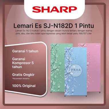SHARP Lemari Es / Kulkas SJ N 182 D Sakura SH Hijau / SB Biru / SP Pink 1 Pintu Low Watt Garansi Resmi Produsen