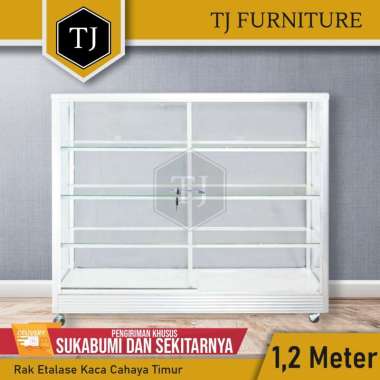 Cahaya Timur Rak Etalase Kaca 1,2m / Rak Display Toko Roda / Etalase Warung Ukuran 1,2 Meter KHUSUS 