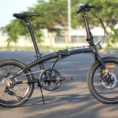 Sepeda lipat 20 inc element bosque alloy rem oli hidrolik 8 speed cakram SNI NEW HITAM