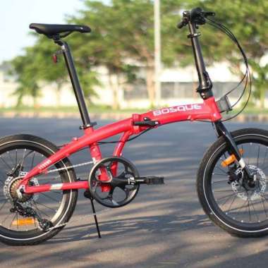 Sepeda lipat 20 inc element bosque alloy rem oli hidrolik 8 speed cakram SNI NEW MERAH