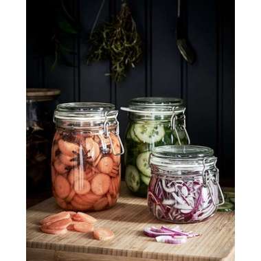 KRN Toples Kaca Kue Kering Toples Kopi Toples Jar 1 Liter