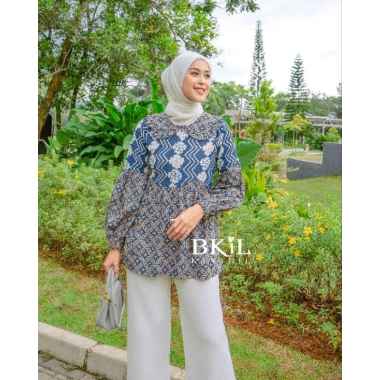 KANTHIL Batik Kerja Blus Amarilis Amarilis Biru M