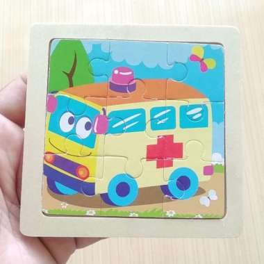 Mainan Edukasi Puzzle Mini Jigsaw Bus / Bis Kayu Board Game Toys Bekas