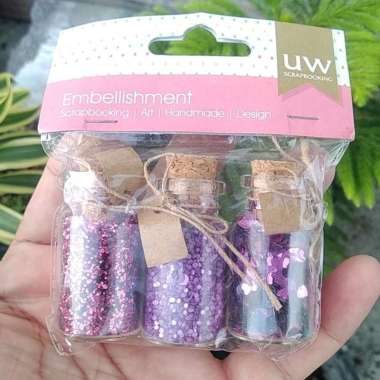 Paket 3 Botol Bubuk Serbuk Gliter / Glitter Nail Art