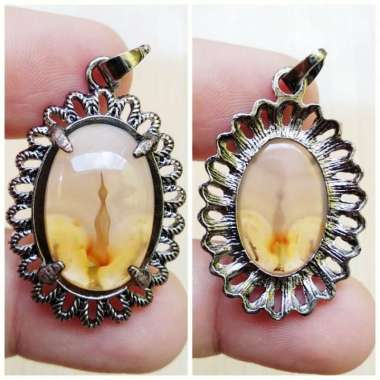 Liontin Batu Natural Anggur Pacitan / Agate Chalcedony Motif Gambar