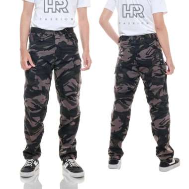 HPR Celana Cargo Panjang Loreng Hitam Pria Bahan Premium 31 Loreng Rusia