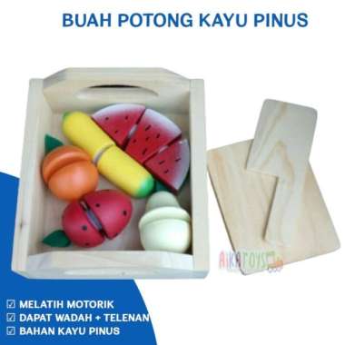mainan potong buah buahan kayu potong edukasi anak