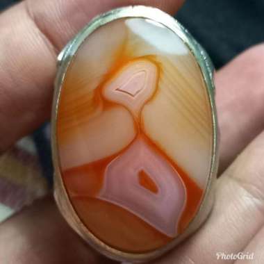 Akik Cincin Batu Natural Motif Gambar Jam Pasir Kuno Mesir Unik Antik