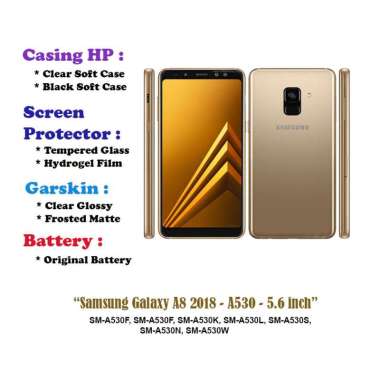 Samsung Galaxy A8 2018 - A530 - 5.6 inch- Case - Screen Protector - Battery - Dll Hydrogel
