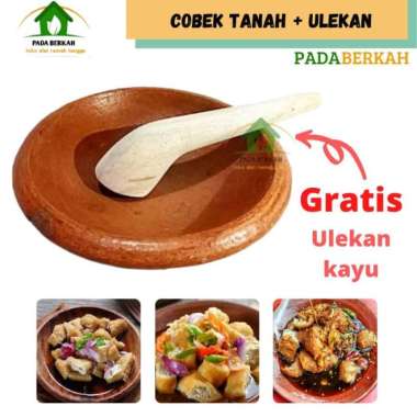 Cobek Tanah Liat Uk 18 Free Ulekan Kayu Cobek Ulekan Tanah Liat Merah