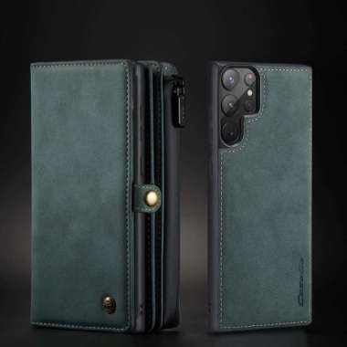Samsung Galaxy S23 Ultra Flip Wallet Leather Case Cover Caseme 018 Hijau