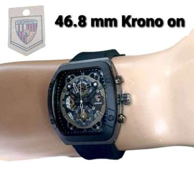 Jam Tangan Pria Leopard Strap Tali rubber, Tanggal Aktif , Produk Original Hitam