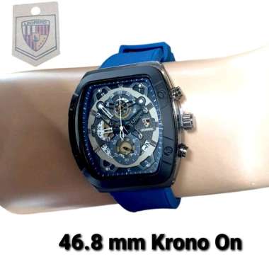 Jam Tangan Pria Leopard Strap Tali rubber, Tanggal Aktif , Produk Original Biru