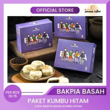 [ 3 BOX ] PAKET BAKPIA BASAH KUMBU HITAM - BAKPIA JUWARA SATOE